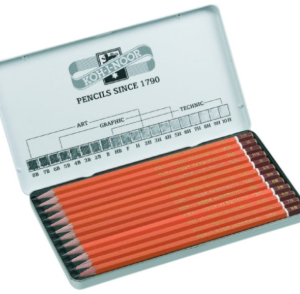 Metalen doos met 12 potloden 2H - 8B